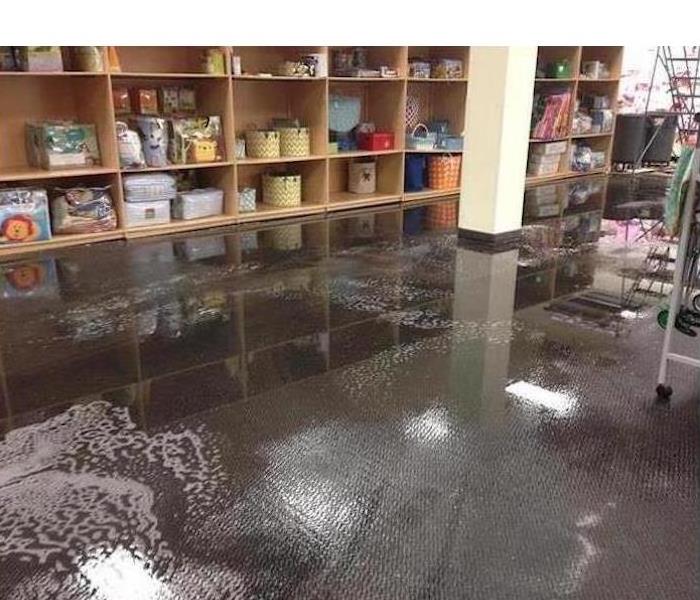 Standing water in a shopping store