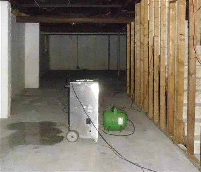 SERVPRO equipment in a basement 