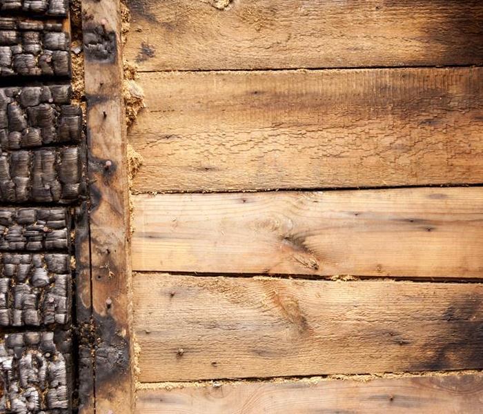 wood wall with left side burned